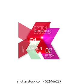 Abstract background, geometric infographic option templates. Vector colorful business presentation or data brochure layouts with sample text