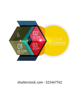 Abstract background, geometric infographic option templates. Vector colorful business presentation or data brochure layouts with sample text