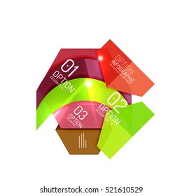 Abstract background, geometric infographic option templates. Vector colorful business presentation or data brochure layouts with sample text