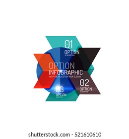 Abstract background, geometric infographic option templates. Vector colorful business presentation or data brochure layouts with sample text