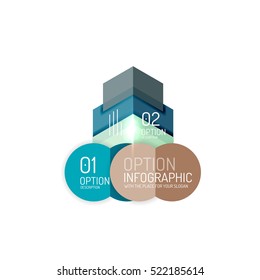 Abstract background, geometric infographic option templates. Vector colorful business presentation or data brochure layouts with sample text