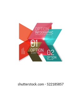 Abstract background, geometric infographic option templates. Vector colorful business presentation or data brochure layouts with sample text