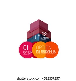 Abstract background, geometric infographic option templates. Vector colorful business presentation or data brochure layouts with sample text