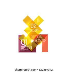 Abstract background, geometric infographic option templates. Vector colorful business presentation or data brochure layouts with sample text