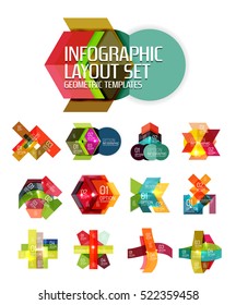 Abstract background, geometric infographic option templates. Vector colorful business presentation or data brochure layouts with sample text