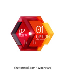 Fondo abstracto, plantillas de opciones de infografía geométrica. Presentación de negocios o diseño de folletos de datos en color vectorial con texto de ejemplo
