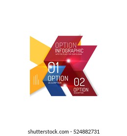 Abstract background, geometric infographic option templates. Vector colorful business presentation or data brochure layouts with sample text