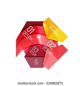 Abstract background, geometric infographic option templates. Vector colorful business presentation or data brochure layouts with sample text