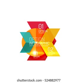 Abstract background, geometric infographic option templates. Vector colorful business presentation or data brochure layouts with sample text
