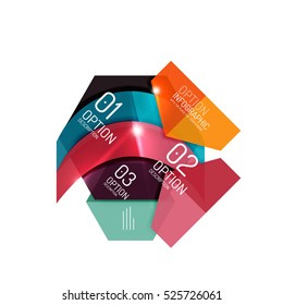 Abstract background, geometric infographic option templates. Vector colorful business presentation or data brochure layouts with sample text