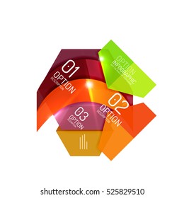 Abstract background, geometric infographic option templates. Vector colorful business presentation or data brochure layouts with sample text