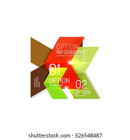Abstract background, geometric infographic option templates. Vector colorful business presentation or data brochure layouts with sample text