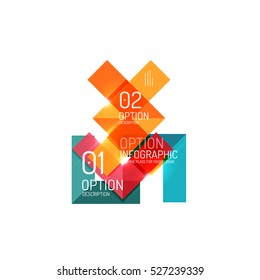 Abstract background, geometric infographic option templates. Vector colorful business presentation or data brochure layouts with sample text