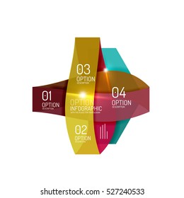 Abstract background, geometric infographic option templates. Vector colorful business presentation or data brochure layouts with sample text