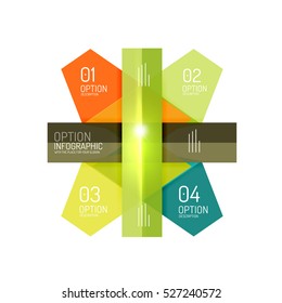 Abstract background, geometric infographic option templates. Vector colorful business presentation or data brochure layouts with sample text