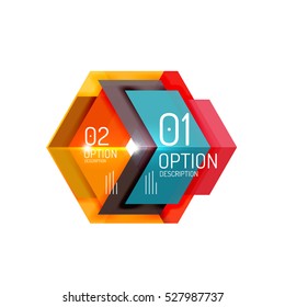 Abstract background, geometric infographic option templates. Vector colorful business presentation or data brochure layouts with sample text