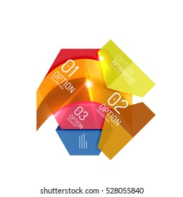 Abstract background, geometric infographic option templates. Vector colorful business presentation or data brochure layouts with sample text