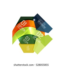 Abstract background, geometric infographic option templates. Vector colorful business presentation or data brochure layouts with sample text