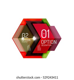Abstract background, geometric infographic option templates. Vector colorful business presentation or data brochure layouts with sample text