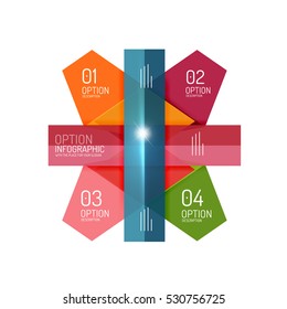 Abstract background, geometric infographic option templates. Vector colorful business presentation or data brochure layouts with sample text