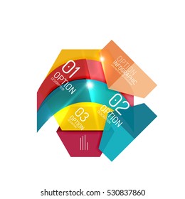 Abstract background, geometric infographic option templates. Vector colorful business presentation or data brochure layouts with sample text