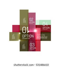 Abstract background, geometric infographic option templates. Vector colorful business presentation or data brochure layouts with sample text