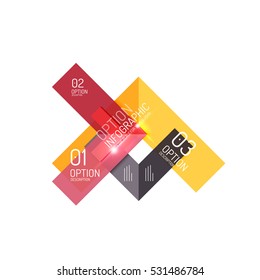Abstract background, geometric infographic option templates. Vector colorful business presentation or data brochure layouts with sample text