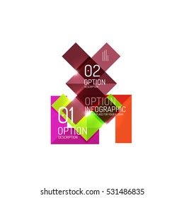 Abstract background, geometric infographic option templates. Vector colorful business presentation or data brochure layouts with sample text