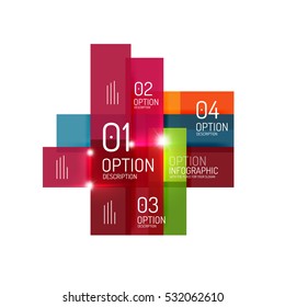 Abstract background, geometric infographic option templates. Vector colorful business presentation or data brochure layouts with sample text
