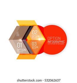 Abstract background, geometric infographic option templates. Vector colorful business presentation or data brochure layouts with sample text