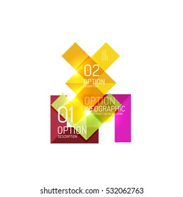 Abstract background, geometric infographic option templates. Vector colorful business presentation or data brochure layouts with sample text