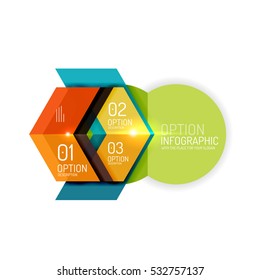 Abstract background, geometric infographic option templates. Vector colorful business presentation or data brochure layouts with sample text