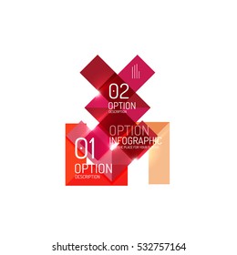 Abstract background, geometric infographic option templates. Vector colorful business presentation or data brochure layouts with sample text