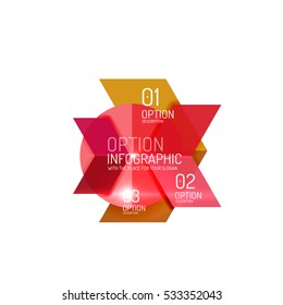 Fondo abstracto, plantillas de opciones de infografía geométrica. Presentación de negocios o diseño de folletos de datos en color vectorial con texto de ejemplo
