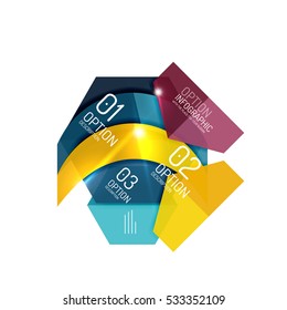 Abstract background, geometric infographic option templates. Vector colorful business presentation or data brochure layouts with sample text