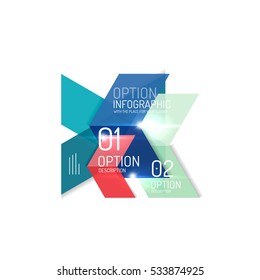 Abstract background, geometric infographic option templates. Vector colorful business presentation or data brochure layouts with sample text