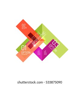 Abstract background, geometric infographic option templates. Vector colorful business presentation or data brochure layouts with sample text