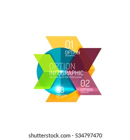Abstract background, geometric infographic option templates. Vector colorful business presentation or data brochure layouts with sample text