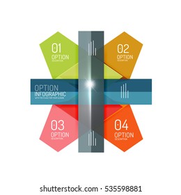 Abstract background, geometric infographic option templates. Vector colorful business presentation or data brochure layouts with sample text