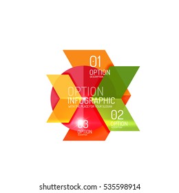 Fondo abstracto, plantillas de opciones de infografía geométrica. Presentación de negocios o diseño de folletos de datos en color vectorial con texto de ejemplo