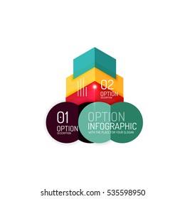 Fondo abstracto, plantillas de opciones de infografía geométrica. Presentación de negocios o diseño de folletos de datos en color vectorial con texto de ejemplo