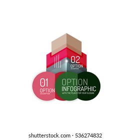 Abstract background, geometric infographic option templates. Vector colorful business presentation or data brochure layouts with sample text