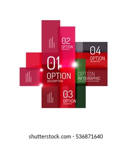 Abstract background, geometric infographic option templates. Vector colorful business presentation or data brochure layouts with sample text