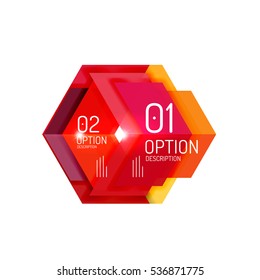 Abstract background, geometric infographic option templates. Vector colorful business presentation or data brochure layouts with sample text