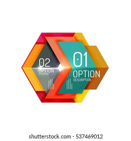 Abstract background, geometric infographic option templates. Vector colorful business presentation or data brochure layouts with sample text