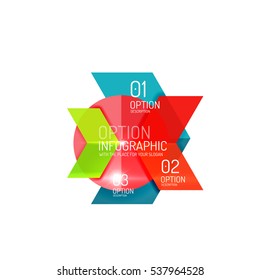 Abstract background, geometric infographic option templates. Vector colorful business presentation or data brochure layouts with sample text