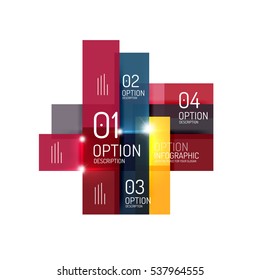Abstract background, geometric infographic option templates. Vector colorful business presentation or data brochure layouts with sample text