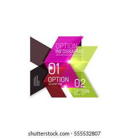 Abstract background, geometric infographic option templates. Vector colorful business presentation or data brochure layouts with sample text