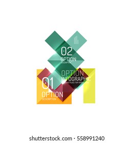 Abstract background, geometric infographic option templates. Vector colorful business presentation or data brochure layouts with sample text