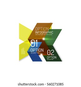 Abstract background, geometric infographic option templates. Vector colorful business presentation or data brochure layouts with sample text